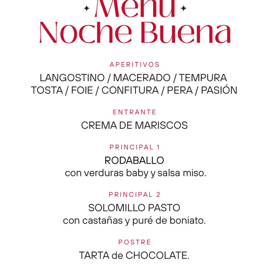 Menu Nochebuena Hotel Pachá